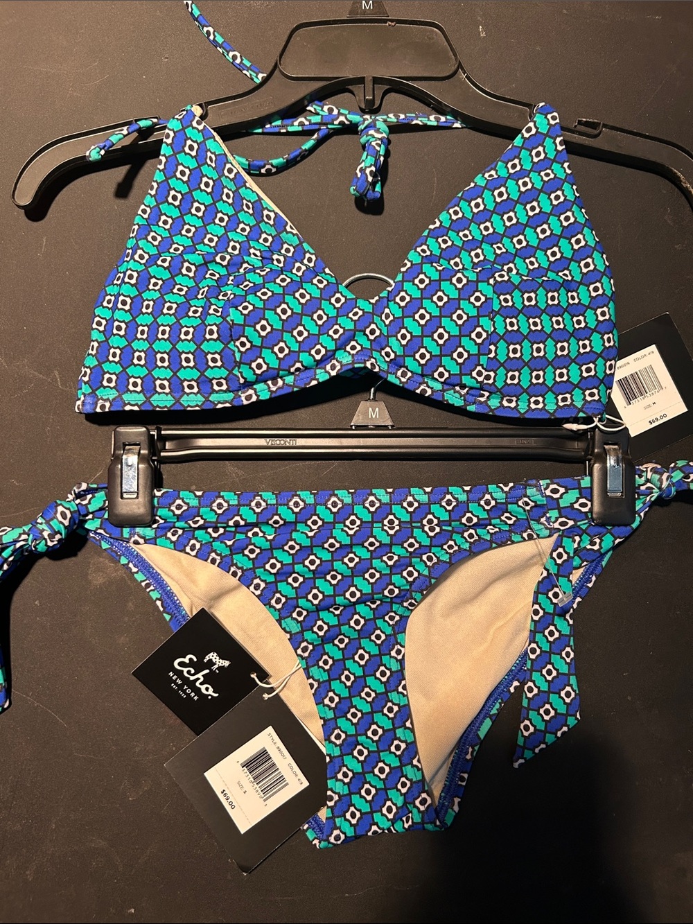 Echo Blue & Teal Geo-Print Tie Bikini